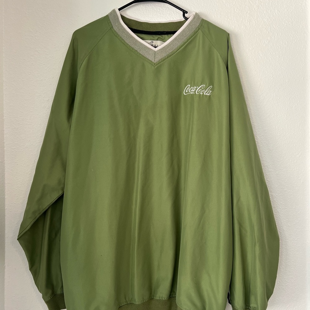 Coca Cola Olive V-Neck Men's Golf Shirt